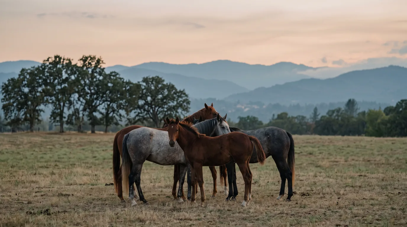Chevaux en liberté, Cavaliers des Revoux, Drôme